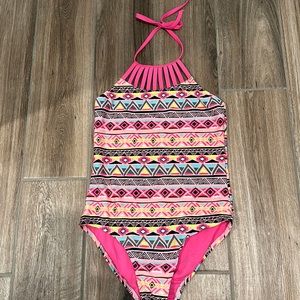 Girls Pink Halter Swimsuit